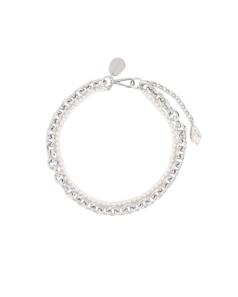 Pearl & Chain Choker Necklace