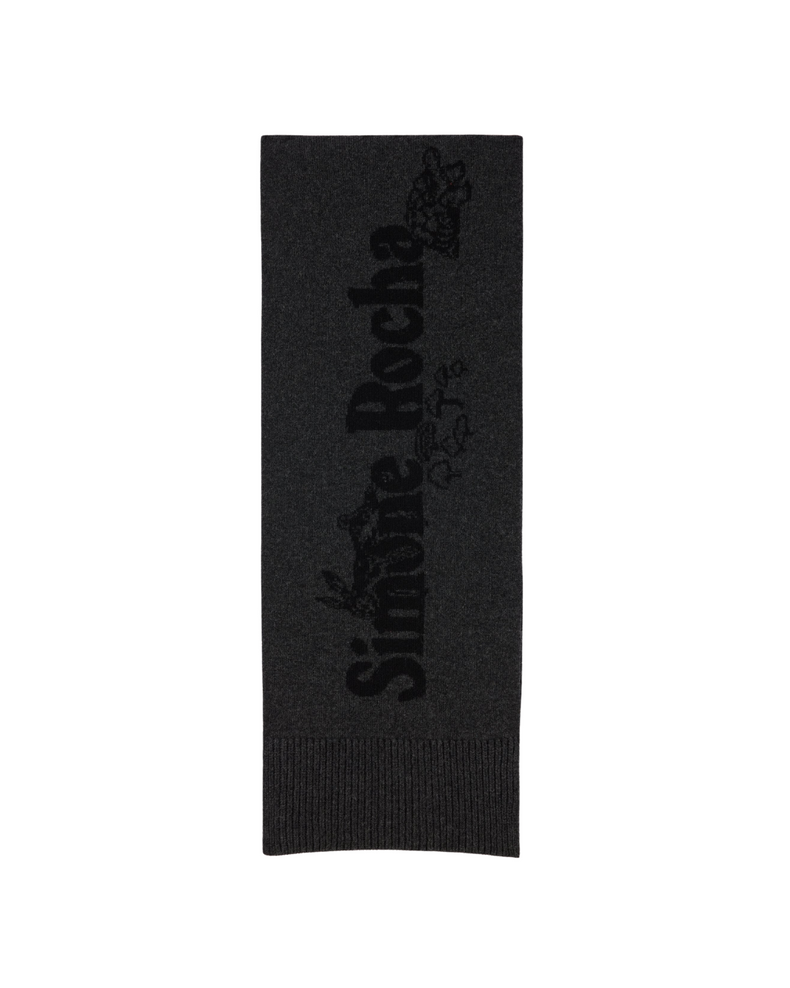Long Graphic Logo Knit Scarf