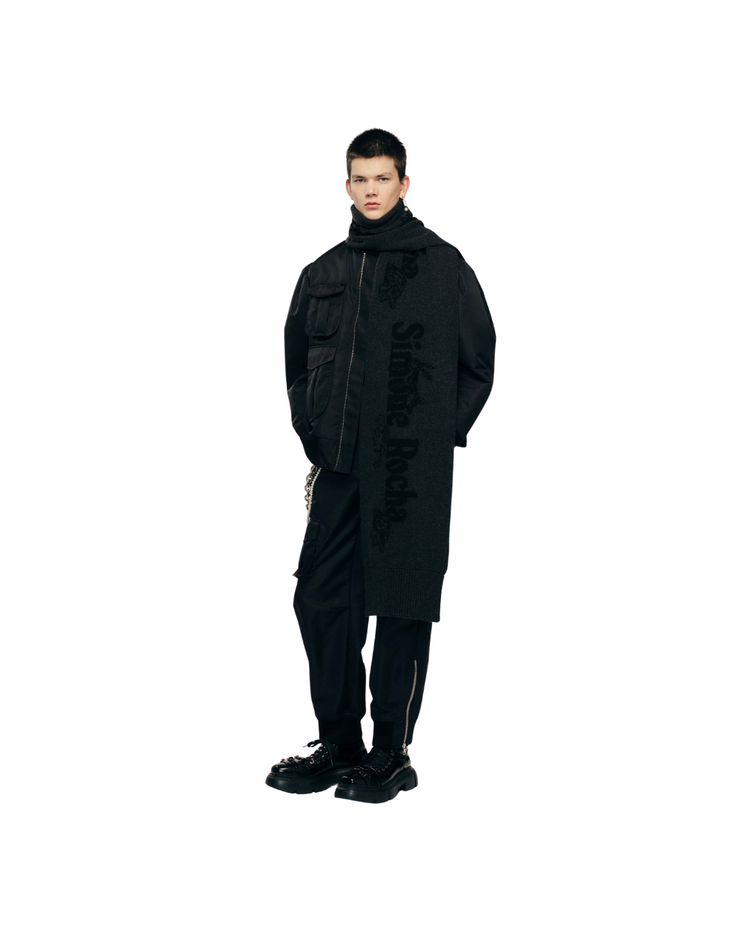 Long Graphic Logo Knit Scarf