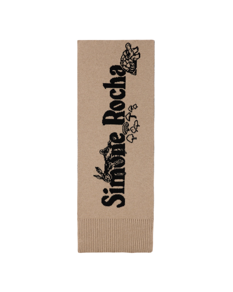 Long Graphic Logo Knit Scarf