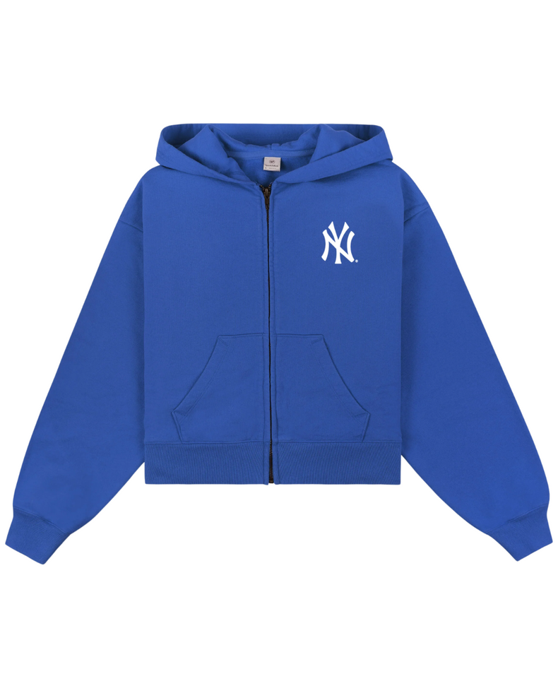 Yankees Serif Cropped Zip Hoodie