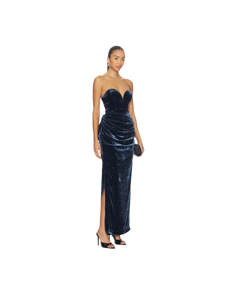 Silk Velvet Slit Dress