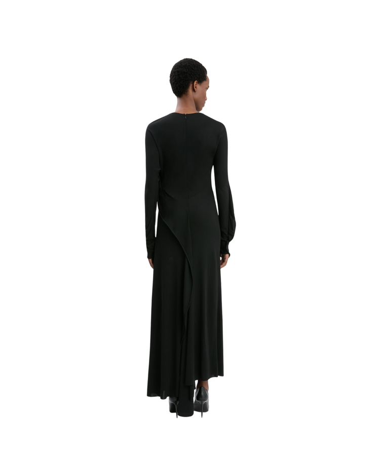 Long Sleeve Draped Jersey Dress