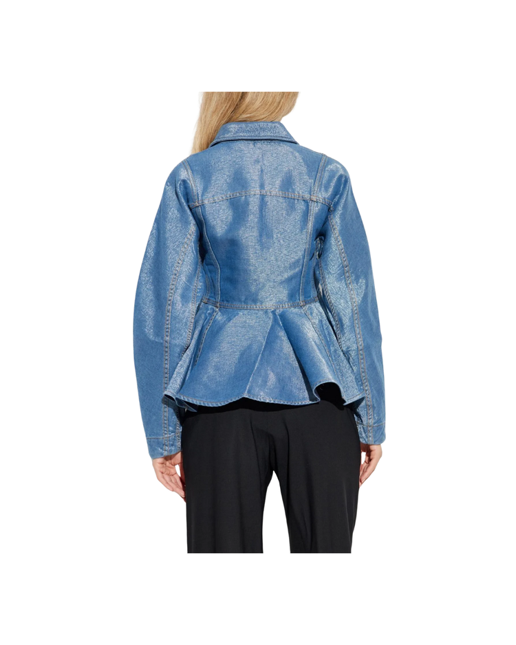 Shiny Weft Peplum Shirt