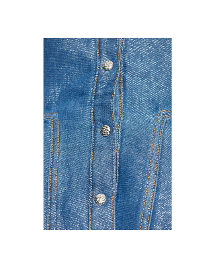 Shiny Weft Peplum Shirt