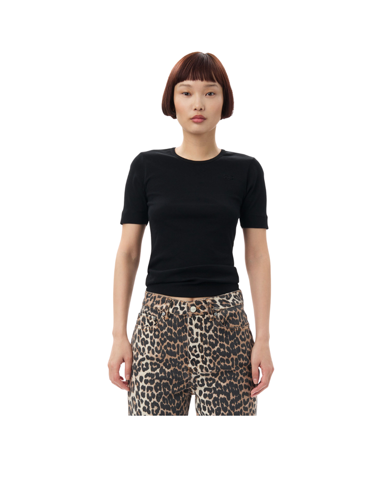 Soft Cotton Rib Short Sleeve T-Shirt