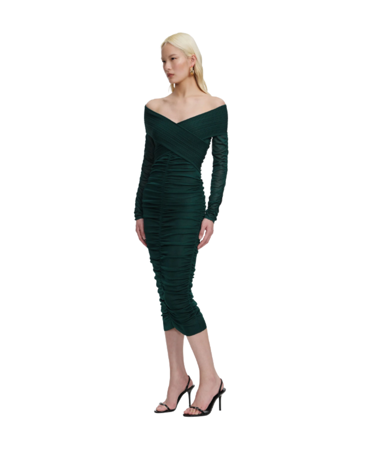 Green Viscose Knit Midi Dress