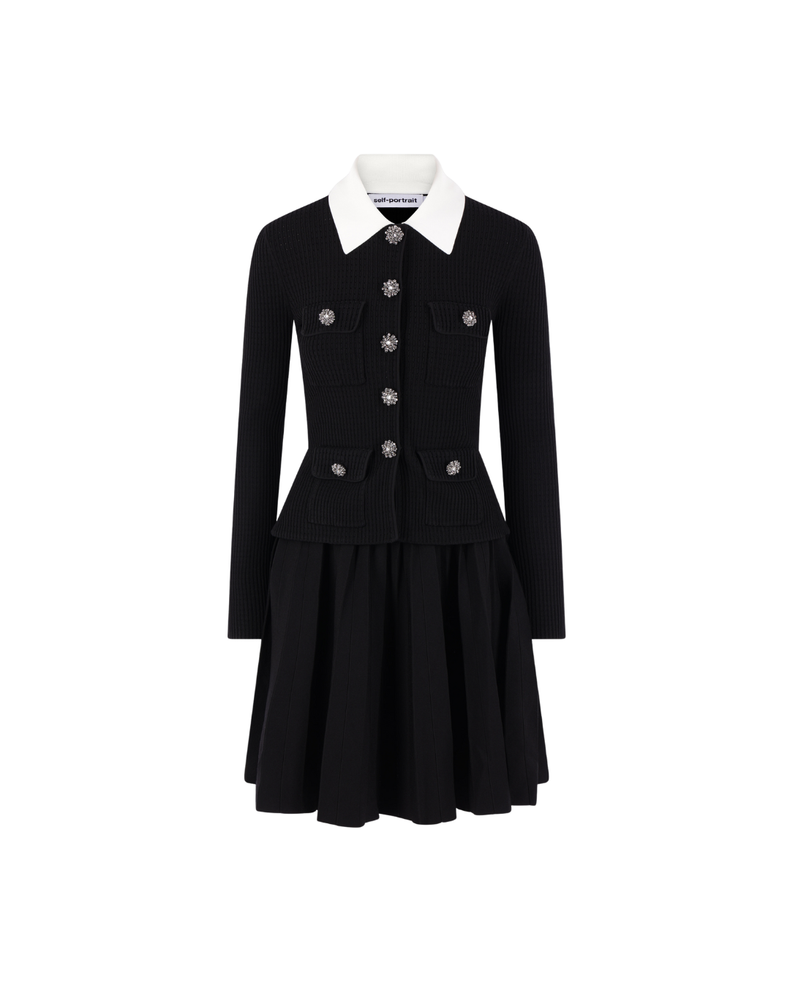 Black Tailored Knit Mini Dress