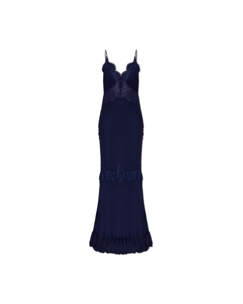 Navy Lace Georgette Maxi Dress