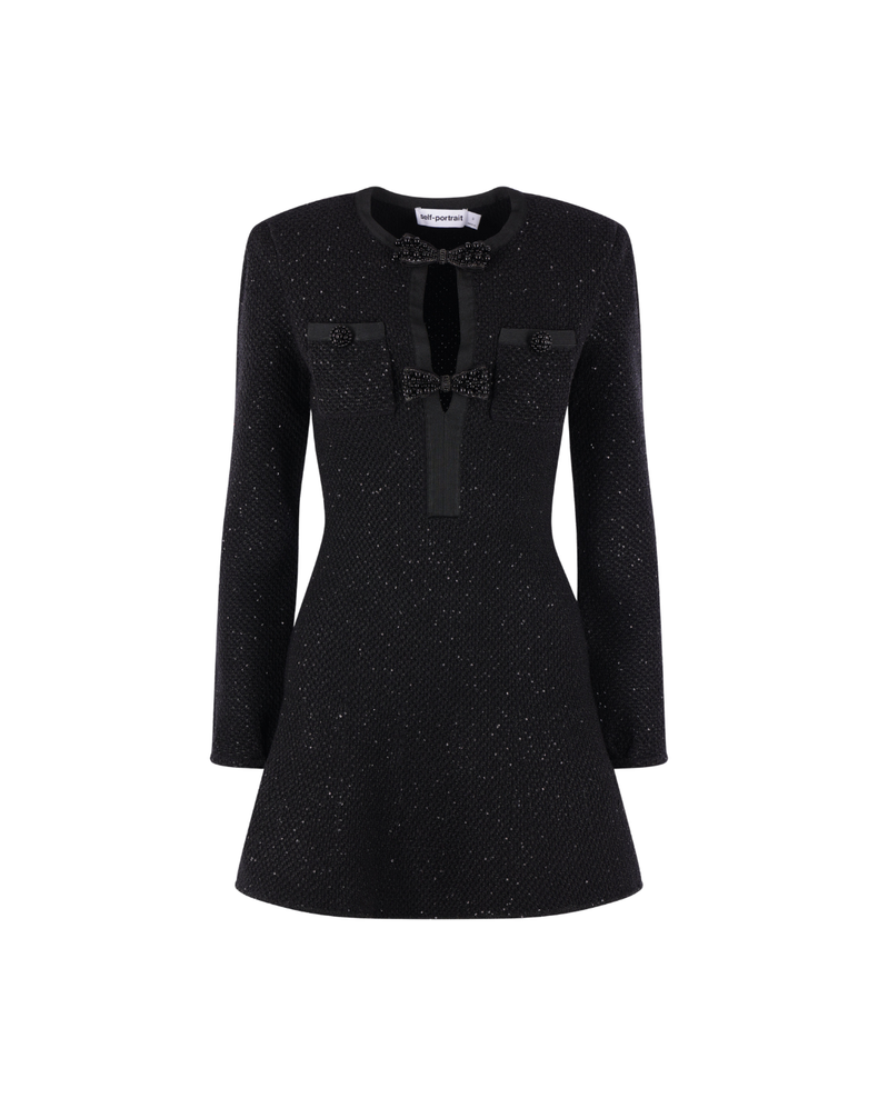 Black Sequin Knit Mini Dress