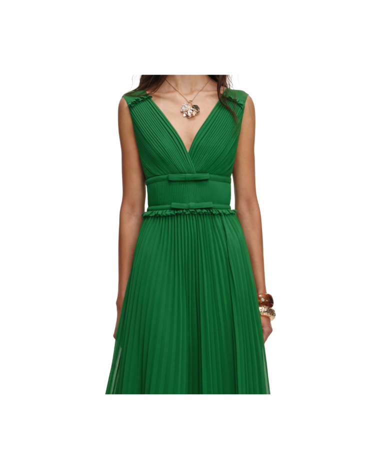 Green Chiffon Midi Dress