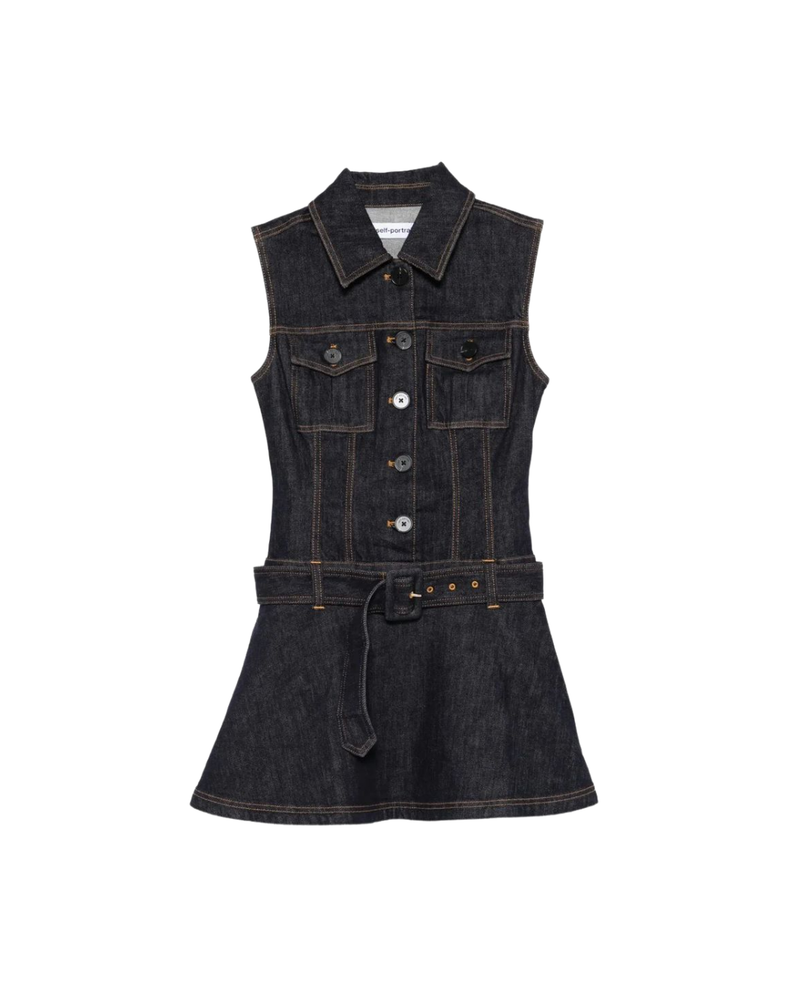 Indigo Denim Flared Mini Dress