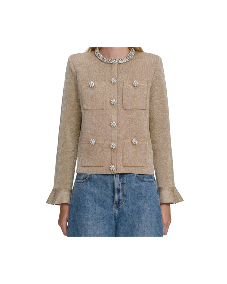 Gold Crystal Trim Cardigan
