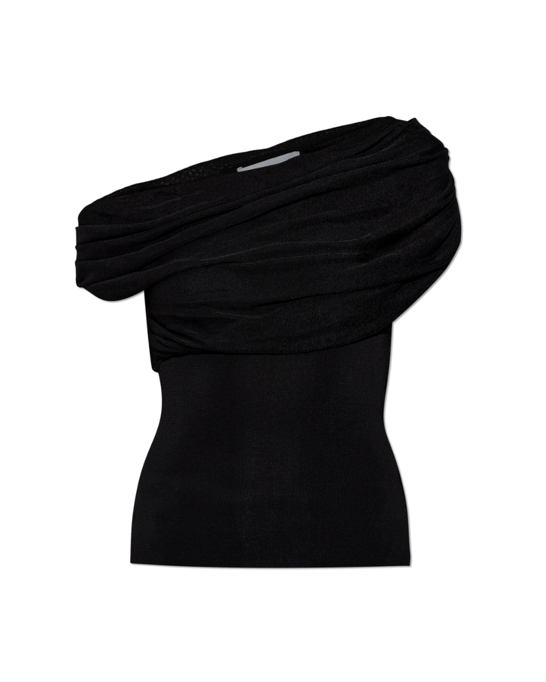 Black Draped Knit Top