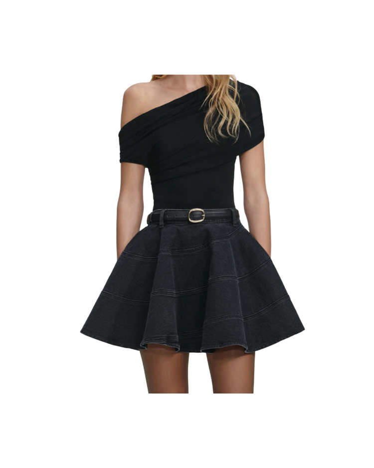 Black Draped Knit Top