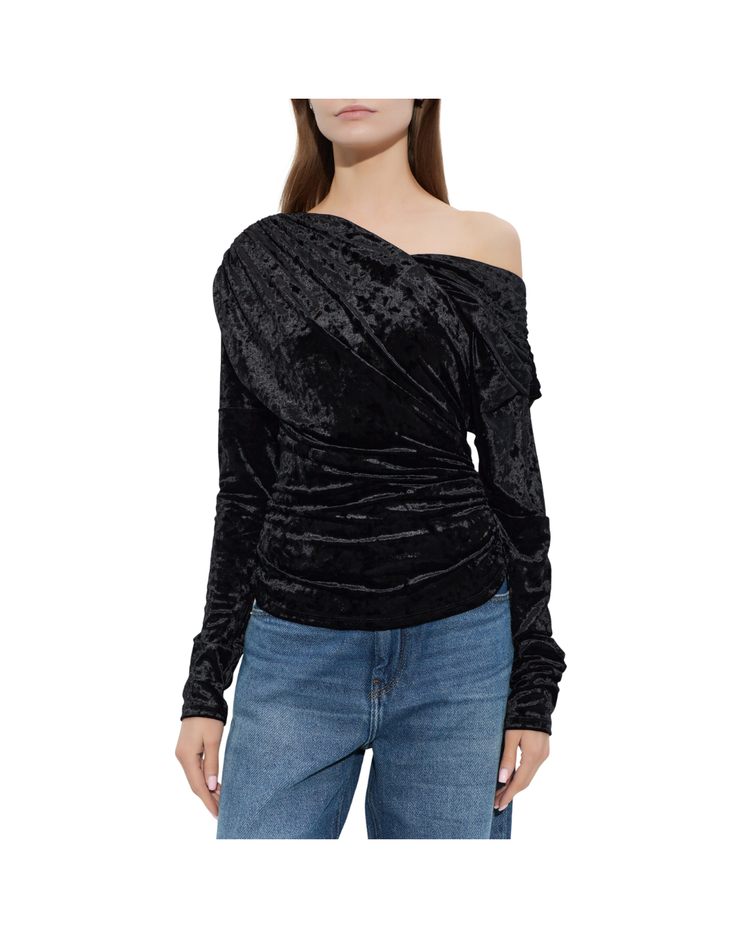 Velour Jersey Ruched Blouse