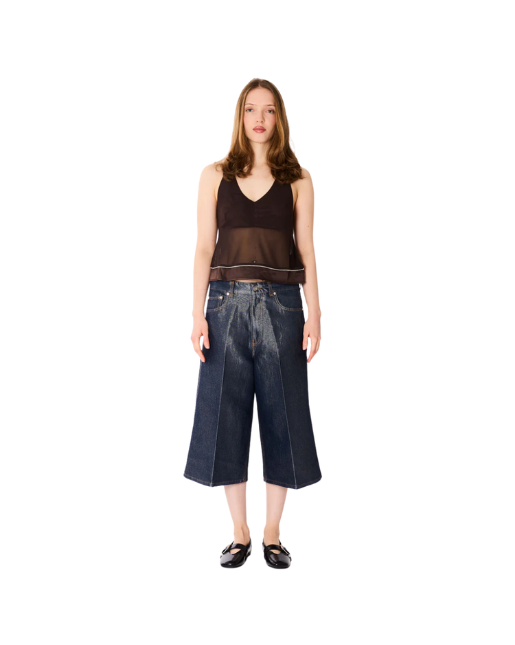 Shiny Weft Denim Shorts