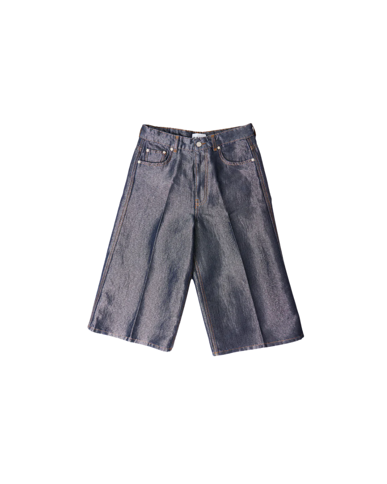 Shiny Weft Denim Shorts