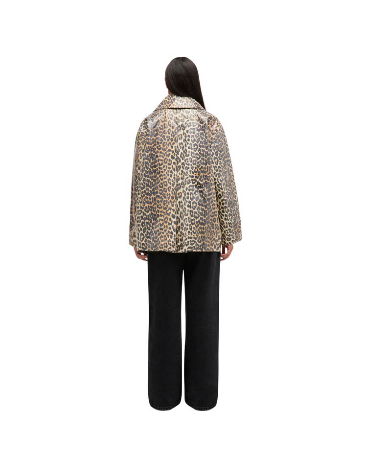 Leopard Laminated Cotton Jacket