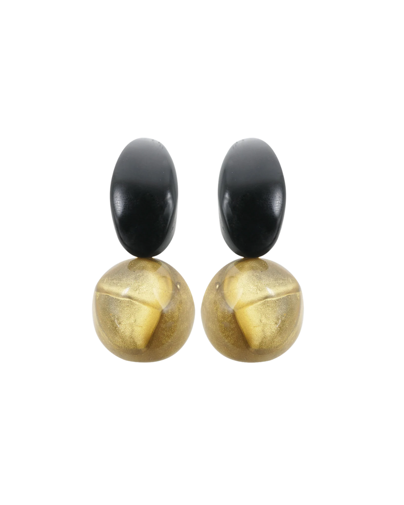 Clementina Clip Earrings Black / Oro