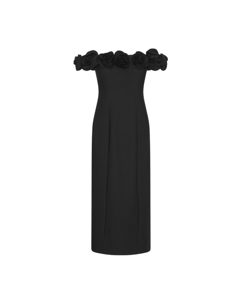 Crepe Midi Flower Dress