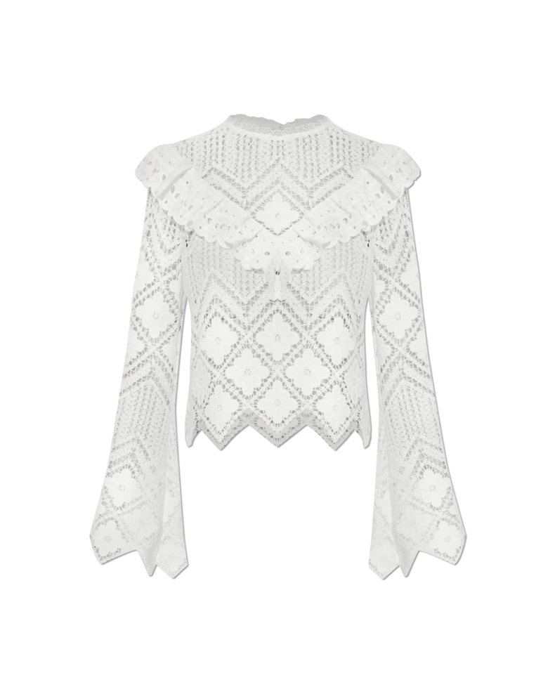 White Crochet Broderie Lace Top