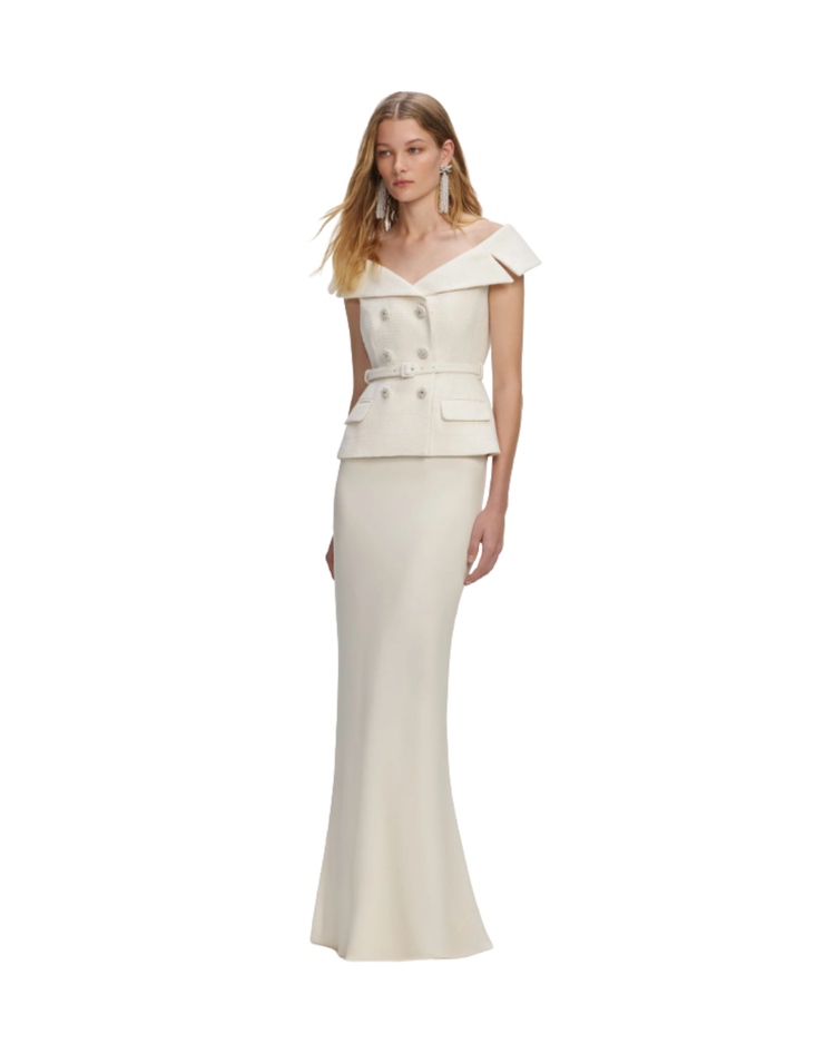 Cream Boucle Maxi Dress