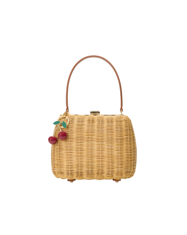 Rattan Cherry Charm Mini Bag