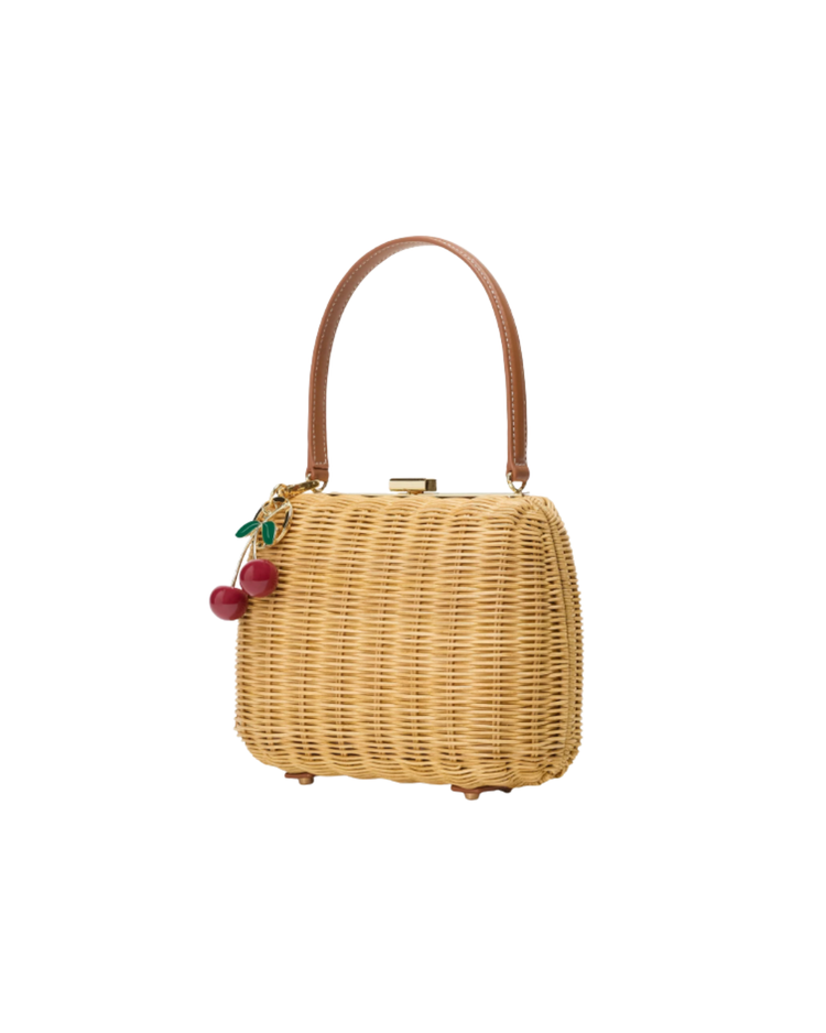 Rattan Cherry Charm Mini Bag