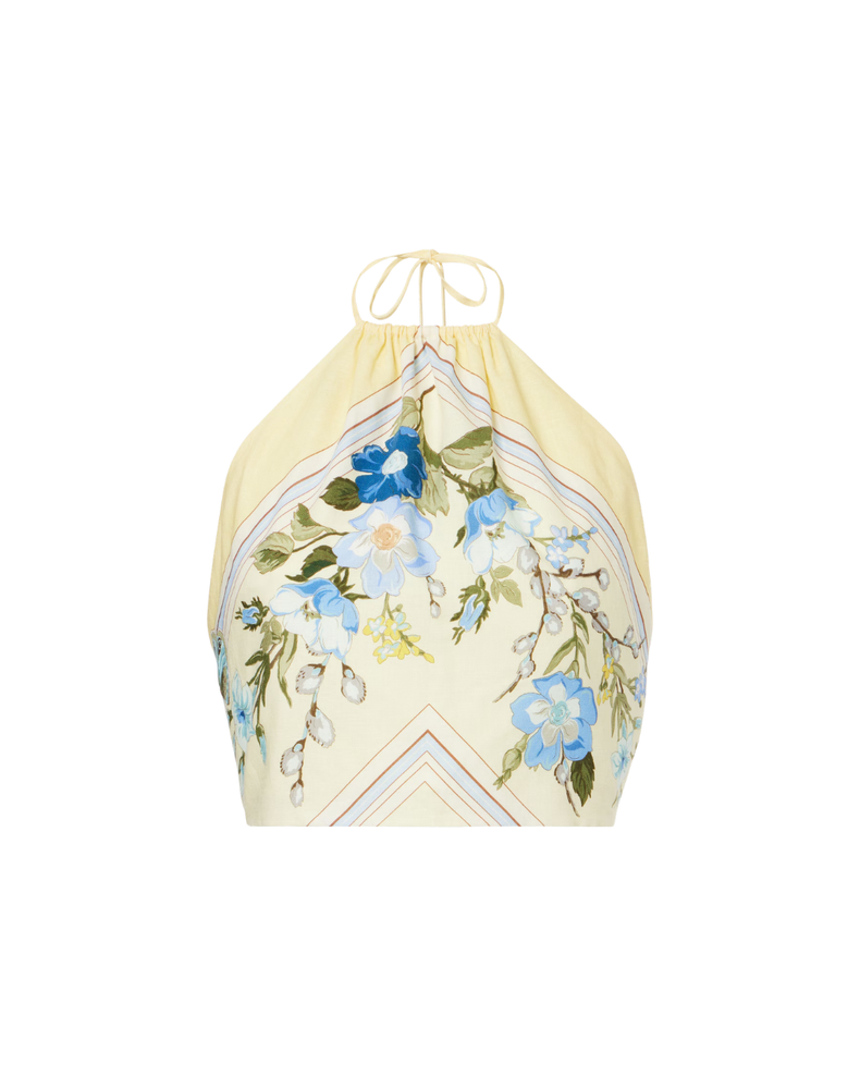 Yellow Floral Linen Top