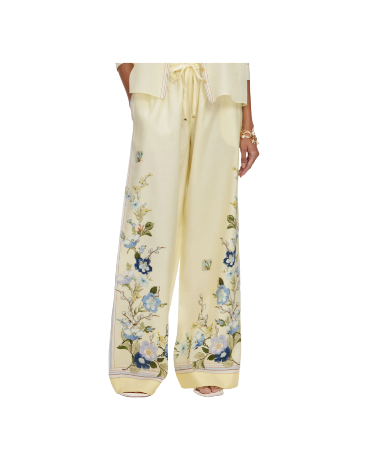 Yellow Floral Organza Trousers
