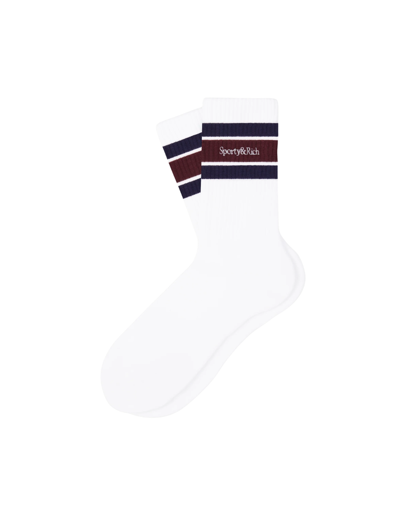 Serif Logo Socks - White/Navy/Bordeaux