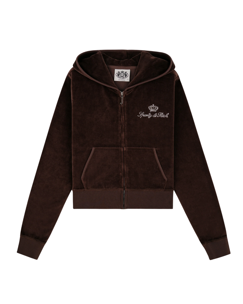 Juicy Script Velour Zip Hoodie
