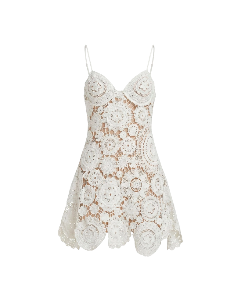 White Crochet Mini Dress