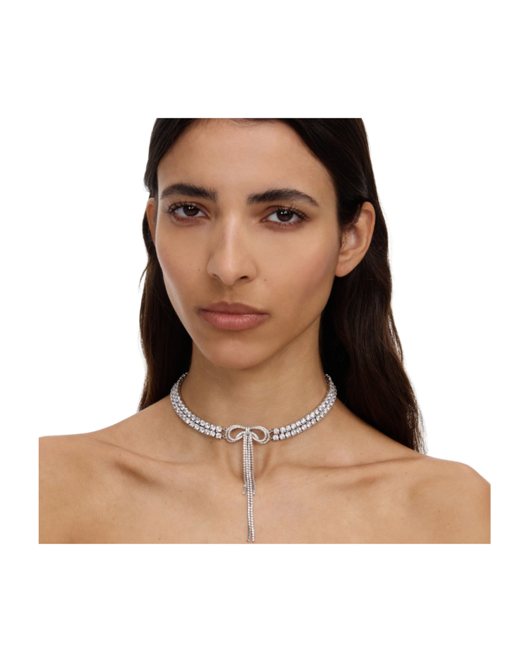 Double Crystal Bow Choker