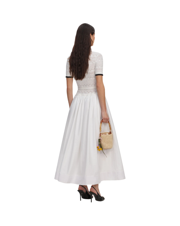 White Knit Linen Midi Dress