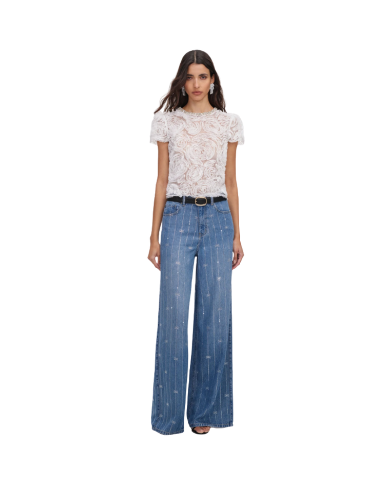 Light Blue Rhinestone Stripe Denim Jeans