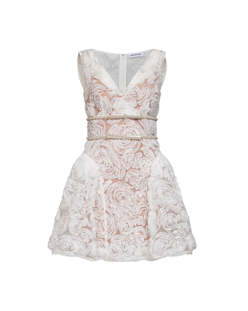 White Tulle Lace Mini Dress