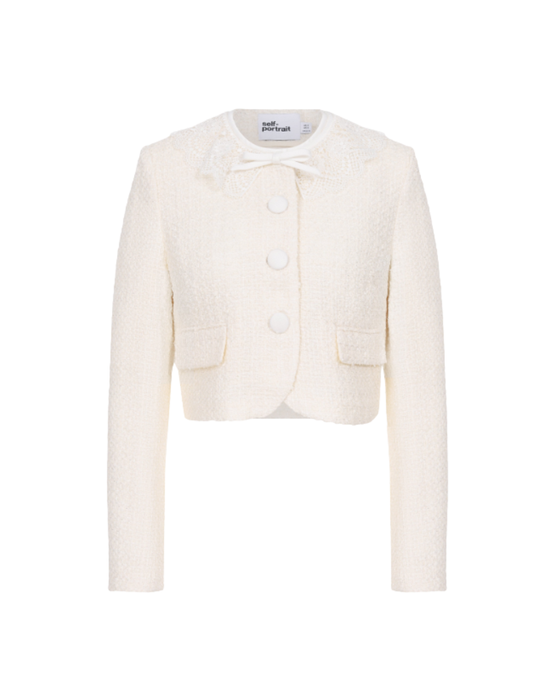 Cream Boucle Lace Collar Jacket
