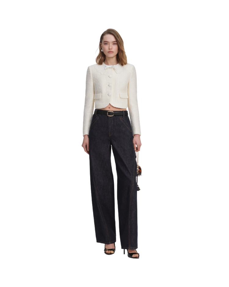 Cream Boucle Lace Collar Jacket