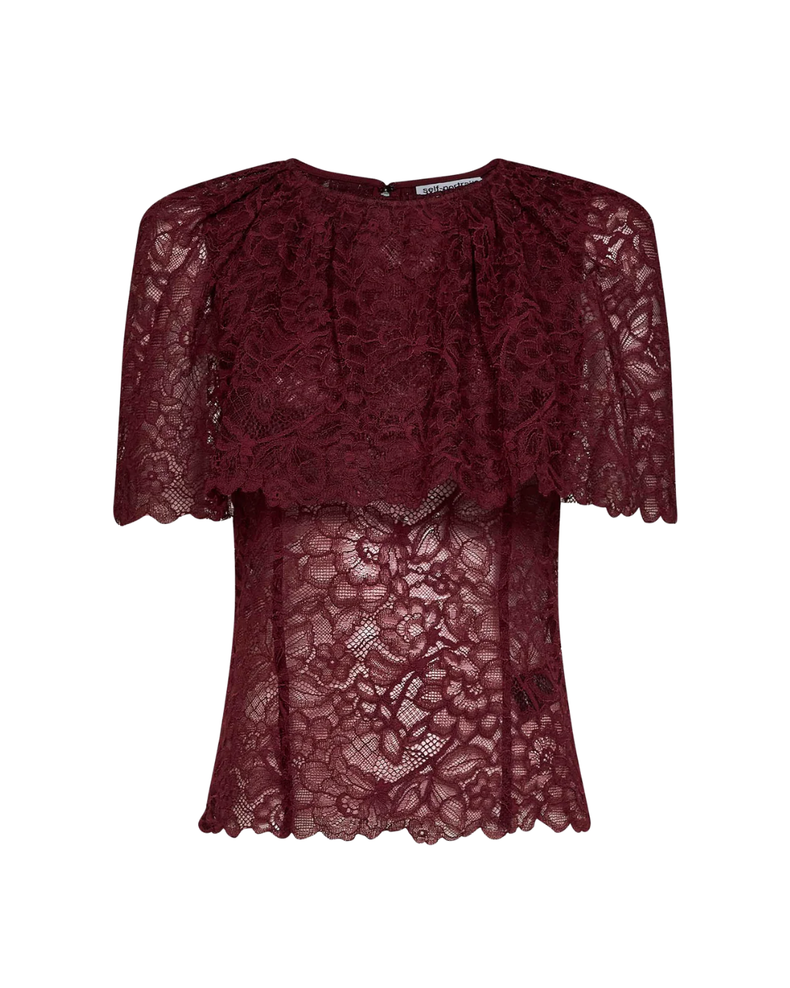 Burgundy Lace Cape Top
