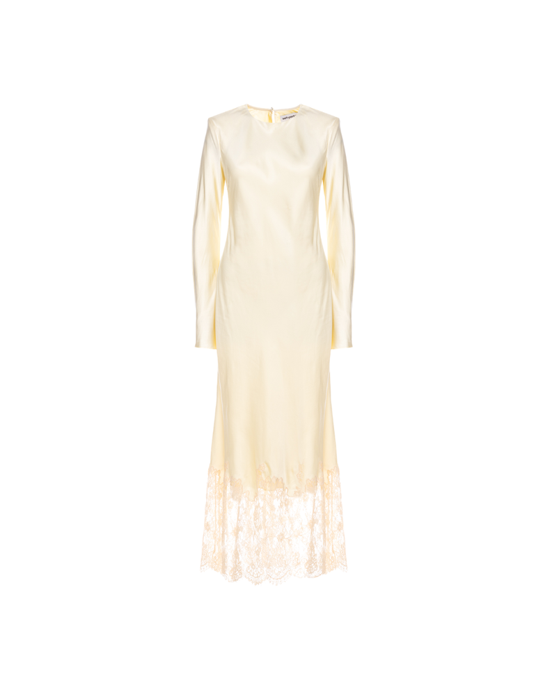Yellow Viscose Lace Maxi Dress