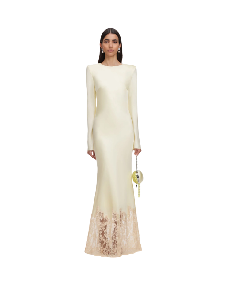 Yellow Viscose Lace Maxi Dress