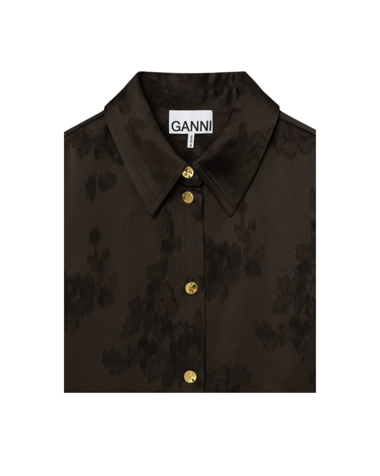 Fluid Satin Jacquard Long Sleeve Shirt