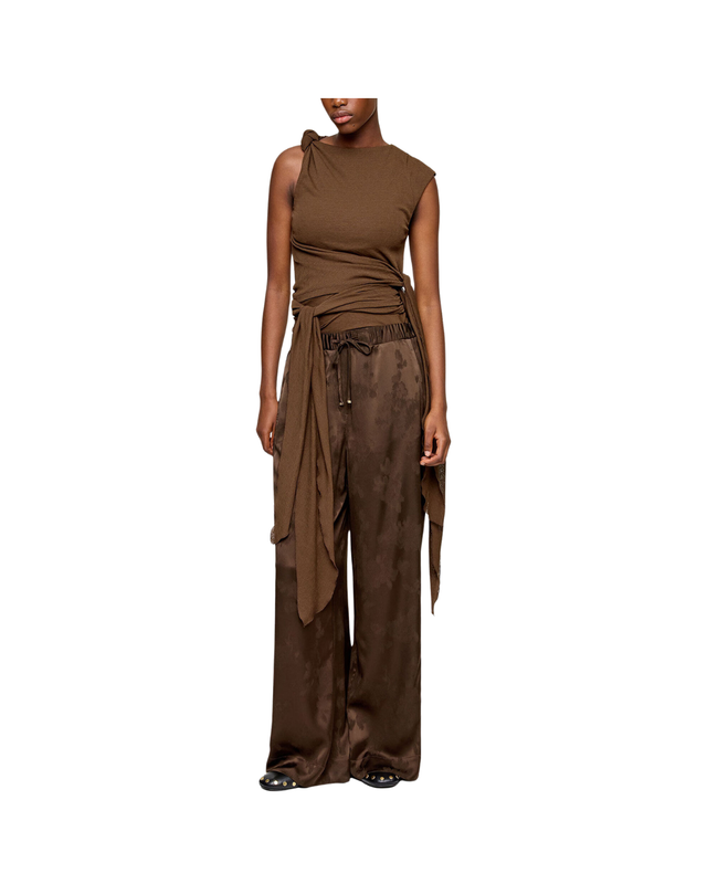 Trousers in Brown Satin