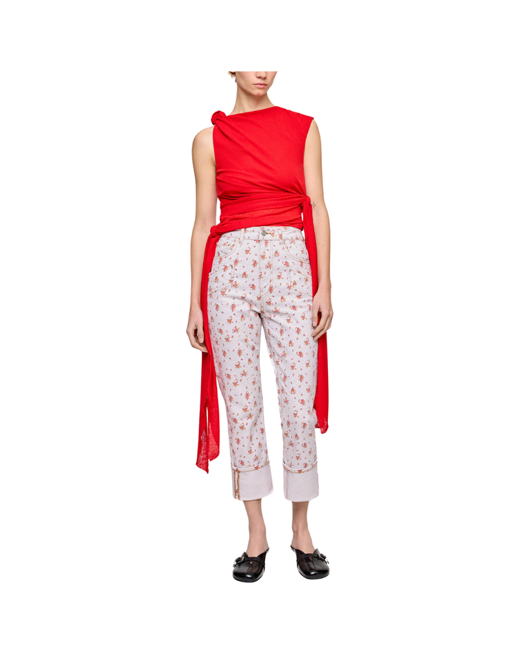 Capri Slim Jeans in Printed Denim