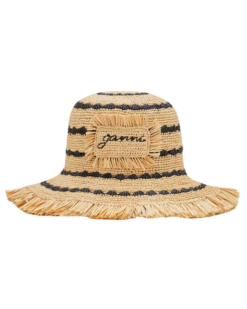 Bucket Hat in Striped Raffia