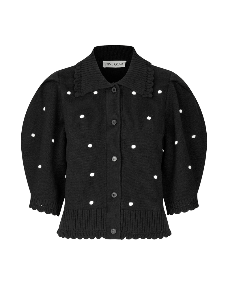 Bobble Knit Polo Cardigan