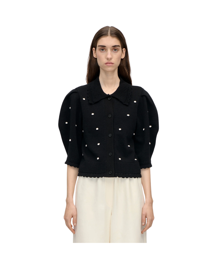Bobble Knit Polo Cardigan
