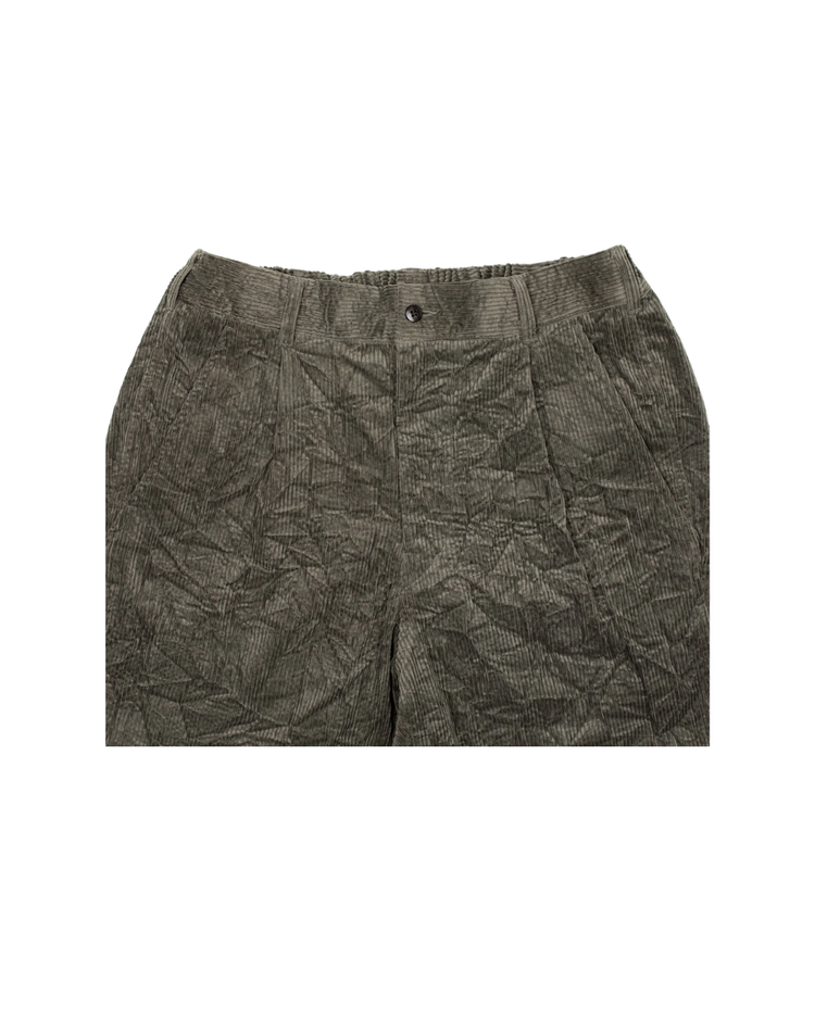 Corduroy Crinkle Single Pleated Pegtop Pants
